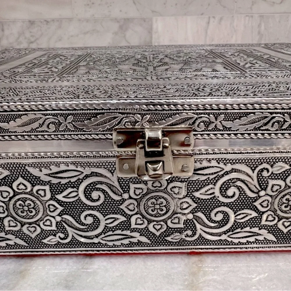 Two Tier Oxidized Elephant Jewelry Box